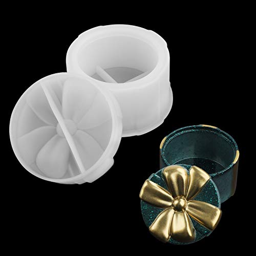 Molde Silicona Resina 2Pcs Silicona Moldes de Joyería Caja de almacenamiento de joyería transparente para hacer moldes Moldes de silicona Caja Molde para hacer manualidades con resina DIY (Round)