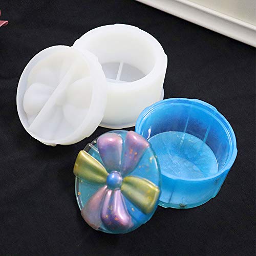 Molde Silicona Resina 2Pcs Silicona Moldes de Joyería Caja de almacenamiento de joyería transparente para hacer moldes Moldes de silicona Caja Molde para hacer manualidades con resina DIY (Round)