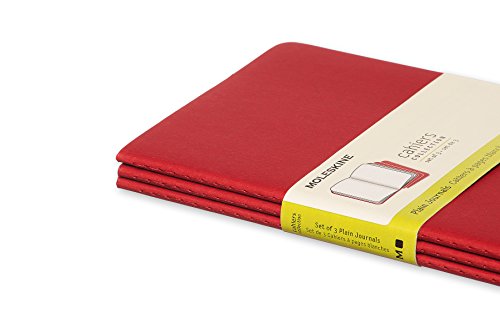 Moleskine CH118 - Set de 3 cuadernos con páginas en blanco, grandes, color rojo arándano (Moleskine Cahier)