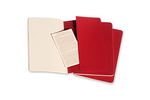 Moleskine CH118 - Set de 3 cuadernos con páginas en blanco, grandes, color rojo arándano (Moleskine Cahier)