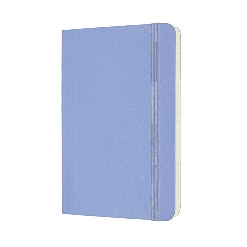 Moleskine - Cuaderno Clásico con Hojas de Rayas, Tapa Blanda y Cierre con Goma Elástica, Tamaño de Bolsillo 9 x 14 cm, Color Azul Hortensia, 192 páginas