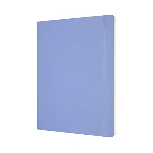 Moleskine - Cuaderno Clásico con Hojas en Blanco, Tapa Blanda y Cierre con Goma Elástica, Tamaño XL 19 x 25 cm, Color Azul Hortensia, 192 páginas