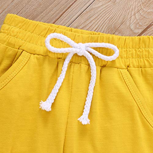 Moneycom❤ Bebé bebé niño niña sólido Hoodie Shirt Tops + pantalones ropa conjunto conjunto amarillo, rosa y azul amarillo 18-24 Meses