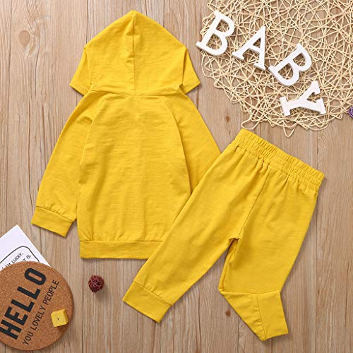 Moneycom❤ Bebé bebé niño niña sólido Hoodie Shirt Tops + pantalones ropa conjunto conjunto amarillo, rosa y azul amarillo 18-24 Meses