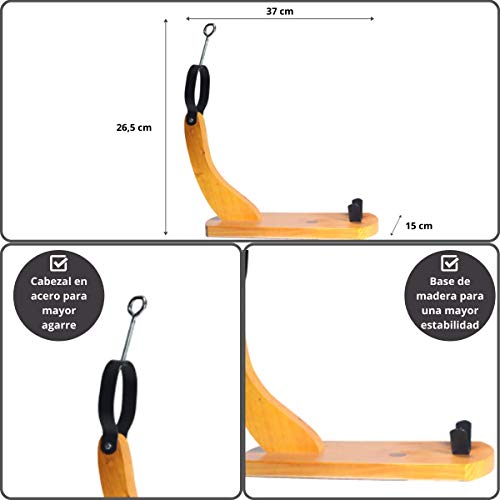 Monte Nevado Soporte Jamonero Góndola Madera Cuchillo Jamonero + Afilador Cuchillo | Hecho en España | Válido para Paletas y Jamones | Fácil y Cómodo de Montar, Limpiar y Desmontar