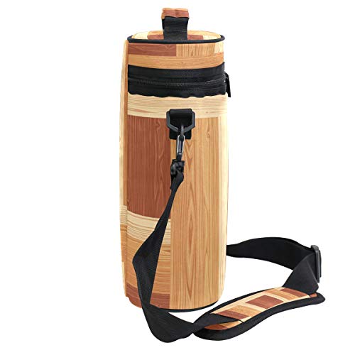 Montoj - Bolsa enfriadora de vino, aislada, para viajes, vertical, a rayas, de madera, para transportar vinos