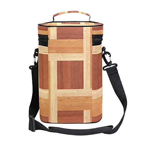 Montoj - Bolsa enfriadora de vino, aislada, para viajes, vertical, a rayas, de madera, para transportar vinos