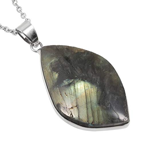 Mookaitedecor Labradorite - Collar con colgante de piedra natural para litoterapia, colgante de gota irregular, joyas con cadena