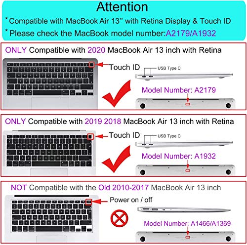 MOSISO Funda Dura Compatible con 2020 2019 2018 MacBook Air 13 A1932 A2179, Plástico Carcasa Rígida & Cubierta de Teclado & Protector de Pantalla & Bolsa de Accesorios, Gris Espacial