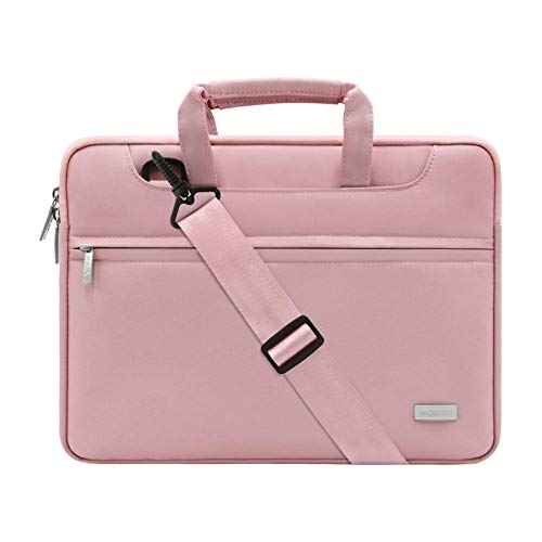 MOSISO Funda Protectora Compatible con 2019 MacBook Pro 16 A2141/15-15.6 MacBook Pro/Surface DELL HP Acer ASUS de Portátil, Bolsa de Hombro Blanda Maletín Bandolera con Cinturón de Carro, Rosa