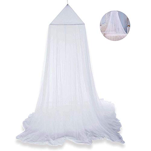 Mosquitera para cama, dosel de cama, cortinas de princesa, mosquitera de encaje, dosel para niños, protección contra moscas, interior y exterior, altura decorativa de 250 cm, color blanco