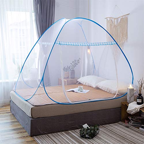 Mosquitera, red de doble entrada para dormitorio, antiinsectos, para hogar  azul azul Talla:150x200