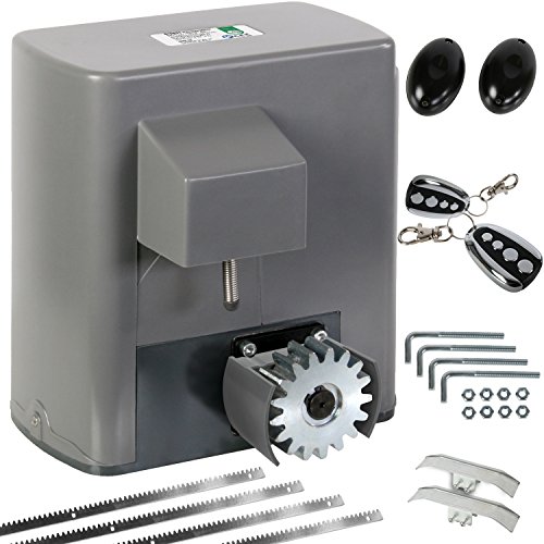 Motor Puerta Corredera - 180W, Máx 600 kg, 2 Mandos a Distancia, 4 Cremalleras - Apertura Puerta, Accionamiento Mecanismo, Kit Motorización, Control Remoto, Automatización