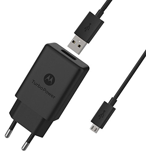 motorola SPN5971A TurboPower 15 QC3.0 Cargador de Pared con Cable de Datos Micro-USB/Cargador SKN6461A para el Moto G5 Plus (en envase de Venta al público)