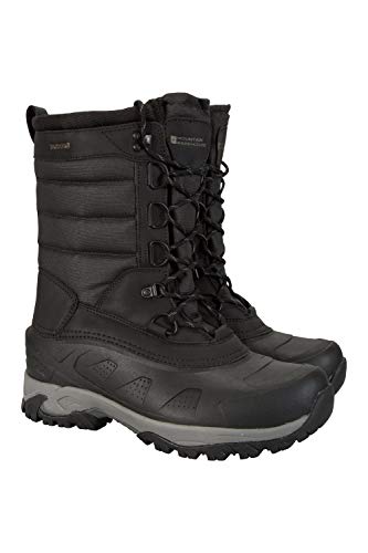 Mountain Warehouse Botas de Nieve para Hombre Snow Peak High - Parte Superior de Ante, Impermeable, Transpirable, Forro de Microfibra, talón y Tope Moldeados - Invierno Carbón 44