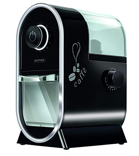 MPM MMK-05 Molinillo Café profesional con sistema muelas, 17 ajustes de molienda, más fino a grueso, temporizador, depósito 60 g, 100W, Color Negro