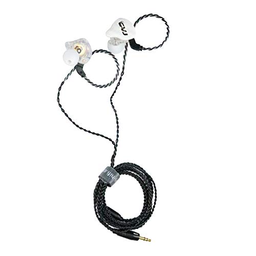 MQUPIN - Auriculares in-ear profesionales con cancelación de ruido, 2 clavijas, cable desmontable y 3 tapones de silicona no mic blanco