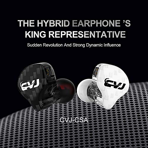 MQUPIN - Auriculares in-ear profesionales con cancelación de ruido, 2 clavijas, cable desmontable y 3 tapones de silicona no mic blanco