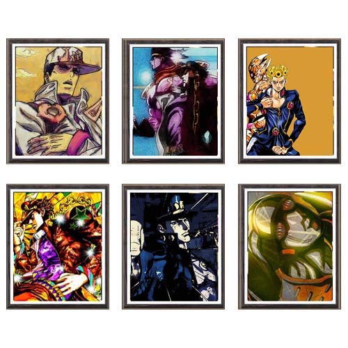 MS Fun JoJo's Bizarre Adventure Anime japonés colorido póster de tela impresión para decoración de sala de estar, 8 x 10 pulgadas, sin marco