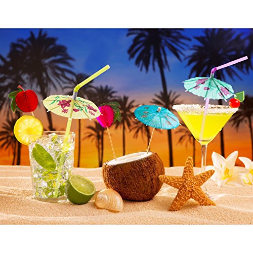 Mudder100 pajas desechables plegables para fiestas Luau, bares, restaurantes