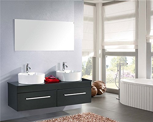 Mueble de baño con doble lavabo, modelo Cardellino, de 150 cm, grifos incluidos