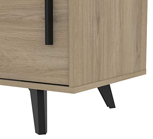 Mueble TV Comedor 2 Puertas correderas Estilo Industrial Color Roble Salon Mesa Banco Television 151X45X42 cm