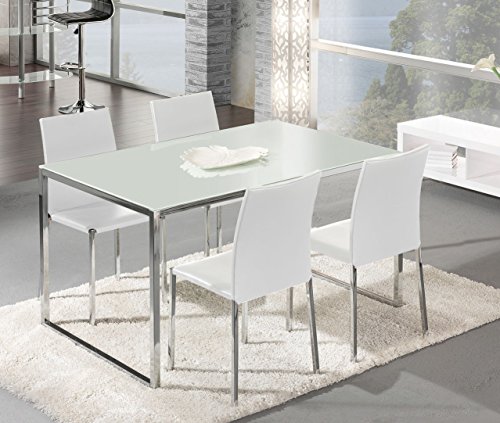 MUEBLIX | Pack 4 Sillas Blancas | Fabricadas en Piel Sintética PU | Elegante y Moderna | Mueble de Polipiel para Comedor o Piel | Útil para Salón | Silla Teba