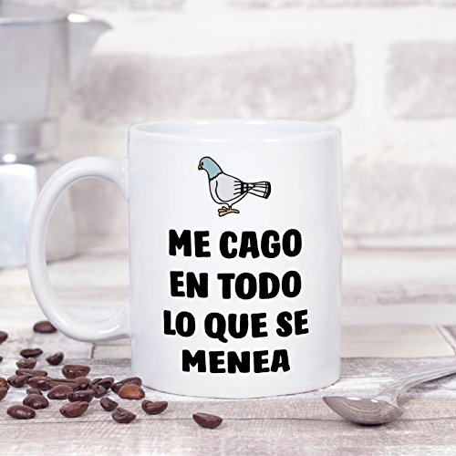 MUGFFINS Tazas Desayuno Originales con Frases motivadoras – Paloma: Me CAGO en Todo lo Que se menea - 350 ml