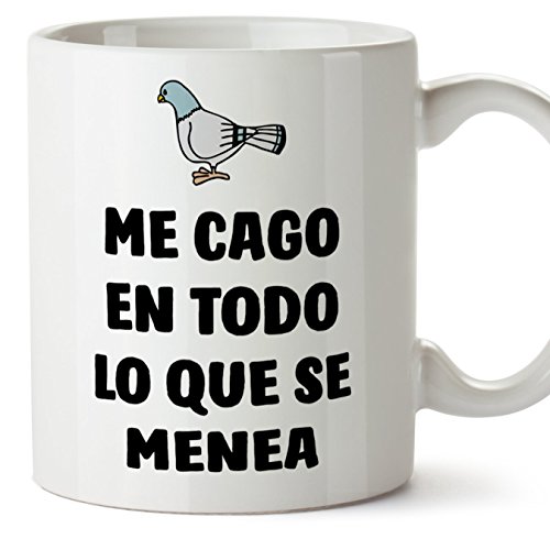 MUGFFINS Tazas Desayuno Originales con Frases motivadoras – Paloma: Me CAGO en Todo lo Que se menea - 350 ml