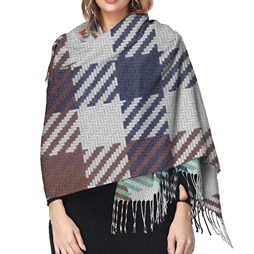 Mujer Otoño Invierno Bufanda Pizarra Aqua Y Cocoa Marrón Tricolor Gingham Plaid Clásico Bufanda Caliente Suave Grande Manta Envoltura Chal Bufandas