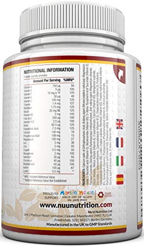 MultiVitamins & Minerals Formula | 24 complemento vitamínico (Vitaminas y Minerales | végétarien | hombre/mujer | Cure D '1 An/365 Pastillas | Suplemento de Nu U Nutrition