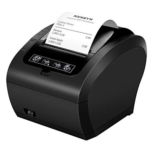 MUNBYN Impresora de Ticket Térmica WiFi, Impresora de Recibos 80mm, Ticketera Velocidad 300mm/s ESC/POS Compatible con Android/Windows, Negra