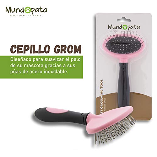 Mundopata Pack 3 Cepillos Perro y Gato y Peine Perro de Color Rosa - Cepillo Perro Pelo Largo Ideal para tu Mascota - Revitaliza el Pelo Muerto con el Peine para Perro y Gato