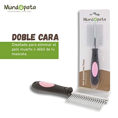 Mundopata Pack 3 Cepillos Perro y Gato y Peine Perro de Color Rosa - Cepillo Perro Pelo Largo Ideal para tu Mascota - Revitaliza el Pelo Muerto con el Peine para Perro y Gato