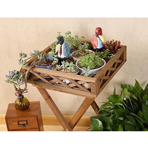 Myhj-Flower stand Desmontable Cuadrado Soporte de Flor Macizo de Madera Maceta Estante de exhibición Pequeño Escritorio Bonsai Balcón Sala de Estar Mesa de té Vintage Interior Exterior