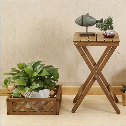 Myhj-Flower stand Desmontable Cuadrado Soporte de Flor Macizo de Madera Maceta Estante de exhibición Pequeño Escritorio Bonsai Balcón Sala de Estar Mesa de té Vintage Interior Exterior