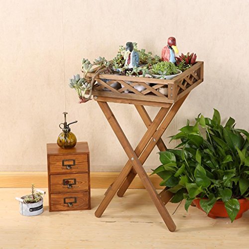 Myhj-Flower stand Desmontable Cuadrado Soporte de Flor Macizo de Madera Maceta Estante de exhibición Pequeño Escritorio Bonsai Balcón Sala de Estar Mesa de té Vintage Interior Exterior