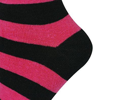 Mysocks unisexo Rodilla alta calcetines largos raya Algodón Negro fucsia