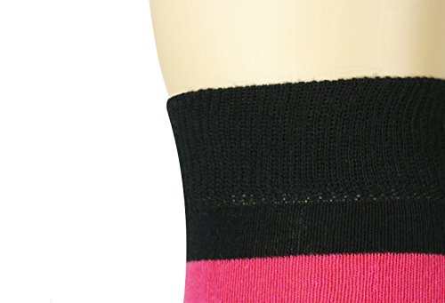 Mysocks unisexo Rodilla alta calcetines largos raya Algodón Negro fucsia