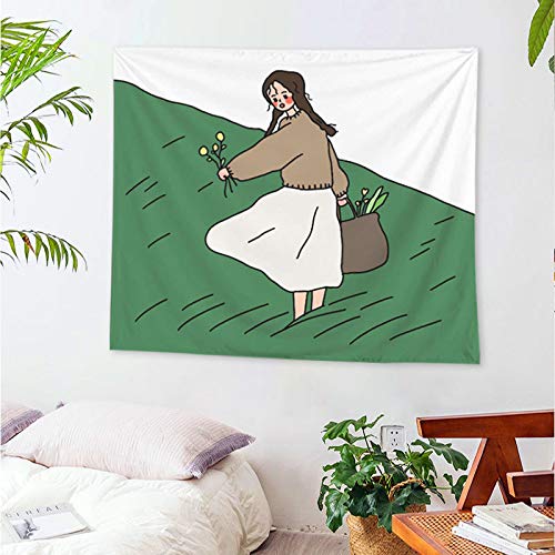 N / A Cartón Dulce niña Tapiz Gran cómic Tapiz impresión de Pared Arte Tela decoración Manta Estera para Dormir Yoga INS Alfombra Colgante Tela decoración Tapiz A7 150x200cm