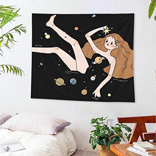 N / A Cartón Dulce niña Tapiz Gran cómic Tapiz impresión de Pared Arte Tela decoración Manta Estera para Dormir Yoga INS Alfombra Colgante Tela decoración Tapiz A7 150x200cm