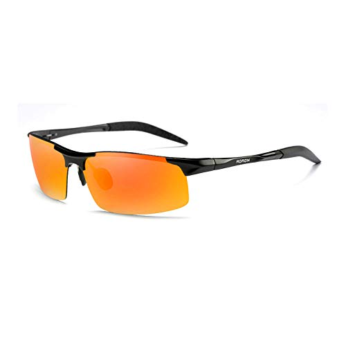 N / A Gafas de Sol de Tendencia para Hombre, Gafas de Sol cuadradas de Aluminio polarizado y magnesio, Espejos de conducción para Conductor, Gafas Deportivas al Aire Libre-Azul Negro