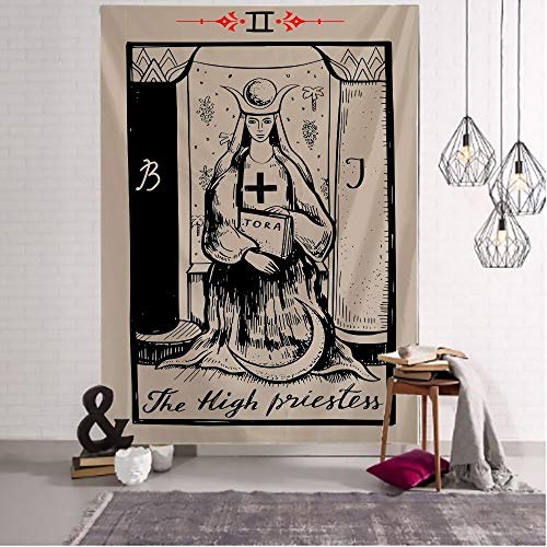 N / A Ilustración Medieval Tarot Tapiz Creativo Oscuro Brujería Habitación Cabecera Arras Alfombra Manta de astrología Decoración del hogar Tapiz Tela de Fondo A10 150x200cm