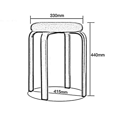 N / A Taburete apilable Ronda Hevea con cojín Acolchado Blando 44 * 33 cm, Azul, café Ligero,Azul