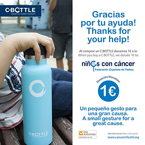 N C-Bottle Botella Agua Acero Inoxidable 600ml con Recubrimiento Interior Cerámico, Libre de BPA y Malos Sabores, Botella Termica Resistente y Ligera, Eco-Friendly