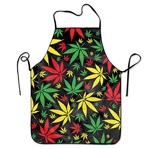 N\A Hoja jamaicana Durable Lavable Ajustable Cocina Overlock Delantal Madre Regalo Cocina Hornear Restaurante Unisex