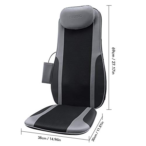 Naipo Respaldo de Masaje Shiatsu Asiento Masajeador para la Espalda y Caderas con Amasamiento Intenso, Masaje Vibratorio, Función Calor en Casa, Oficina o Coche (Básico)