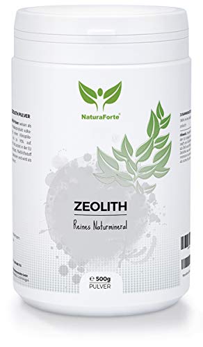 NaturaForte Polvo de zeolita 500g - Clinoptilolita 95%, molido Extra Fino de Primera Calidad, sin aditivos, Roca volcánica Pura y Natural. Probado y controlado en Alemania