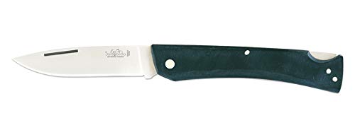 Navaja Salamandra 180101 empuñadura de micarta Verde 10 cm. Hoja de Acero ACX-380 de 7,5 cm. Herramienta para Caza, Pesca, Supervivencia y Bushcraft. Hecho en Albacete + Portabotellas de regalo