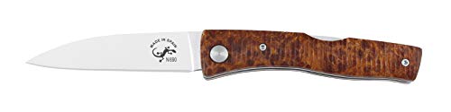 Navaja Salamandra EGARA 231153 Madera de Tuya, Hoja de Acero böhler N690. Bloqueo backlock Herramienta para Caza, Pesca, Supervivencia y Bushcraft. Hecho en Albacete + Portabotellas de regalo